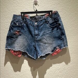 Vanilla Star Blue Frayed Jean Shorts Distressed Style
